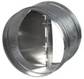 A-KOM Ø125mm Kovová Spätná Klapka s Tesnením - Pozinkovaná Oceľ, Hliníkové Lamely, Pružina z Nehrdzavejúcej Ocele