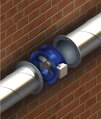 Priemyselný potrubný ventilátor VENTS VKF 4E 400 - Priemer 412mm, Výkon 3580m3/h, 230V, Oceľová konštrukcia