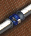 Priemyselný potrubný ventilátor VENTS VKF 4E 450 s prírubou, priemer 462mm, prietok vzduchu 4680m3/h, napätie 230V