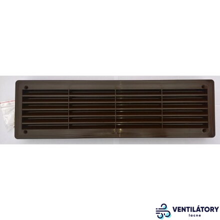 Obojstranná vetracia mriežka do dverí 460x135 mm, hnedá, ABS plast odolný voči UV žiareniu