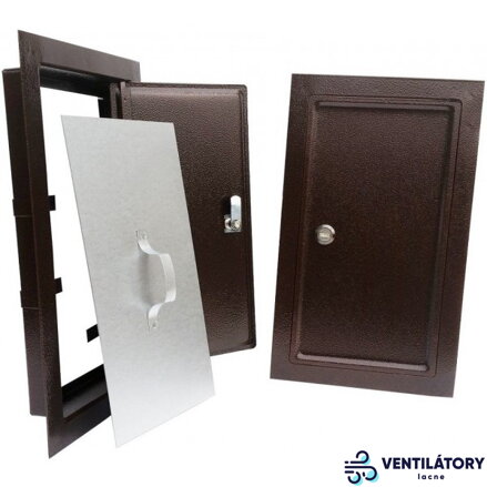 Komínové dvierka z pozinkovaného plechu stará meď 155x290 mm s cylindrickým niklovaným zámkom