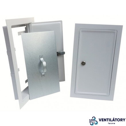 Biele komínové dvierka 155x290 mm s cylindrickým zámkom, pozinkovaný plech