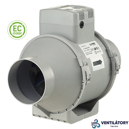 Poloradiálny potrubný ventilátor Blauberg Turbo 250 EC s motorom Ø 250 mm, prietok 1285 m³/h, napätie 230V