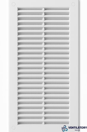 Plastová vetracia mriežka AMV150x310S s integrovanou sieťkou proti hmyzu, ABS plast, UV odolnosť, 150x310 mm