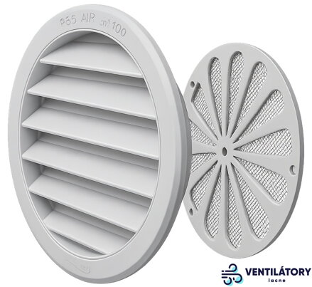 Plastová Vetracia Mriežka T 10BD s Manuálnym Zatváraním, Bez Sieťky, La Ventilazione, Vnútorný Rozmer 97mm, Krycia Plocha 120mm, Biela