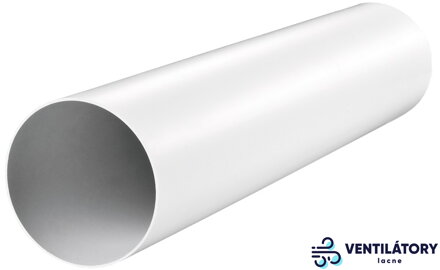 Plastové vzduchotechnické potrubie Ø 100mm, dĺžka 2,5m, biele PVC, teplotný rozsah -30°C až +70°C
