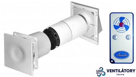 Lokálny rekuperátor AWENTA HRV 125P s diaľkovým ovládaním, potrubie ∅125 mm, výkon 50/70 m3/h, hliníková jednotka, účinnosť 92%