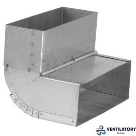 Regulovateľné Koleno na Rozvody Vzduchu 150x50 mm 45-90° z Pozinkovaného Plechu