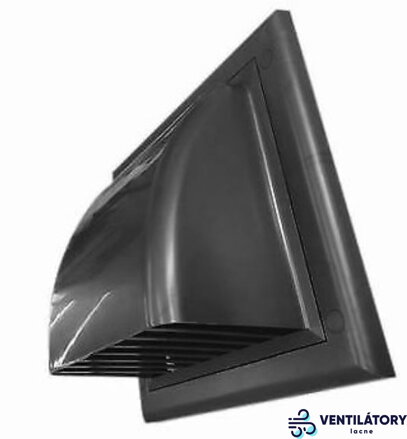 Vetracia mriežka GRAFIT 190x190 mm s prírubou Ø100 mm a spätnou klapkou, ABS plast