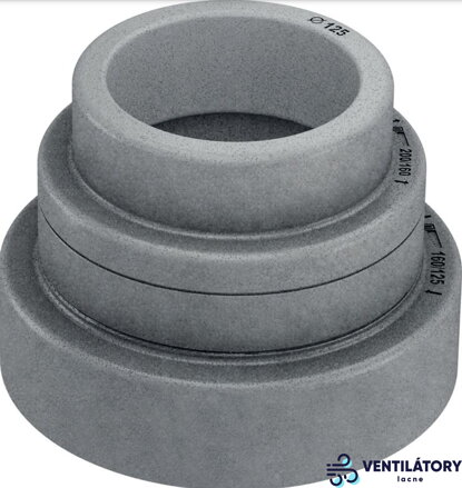Trojstupňová redukcia pre izolovaný potrubný systém OctoPLUS s priemermi 125-160-200mm, vysoká vzduchotesnosť, tepelná vodivosť λ = 0,029 W/mK