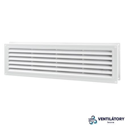 Blauberg Decor Plastová Vetracia Mriežka 370x130mm Bielá, Obojstranná, Bez Sieťky, Odolná UV a Teplu