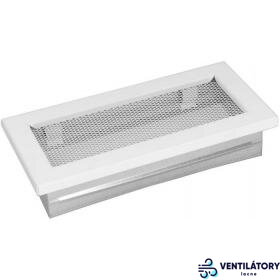 Biela koncová krbová mriežka s montážnym rámikom 200x90 mm z ocele