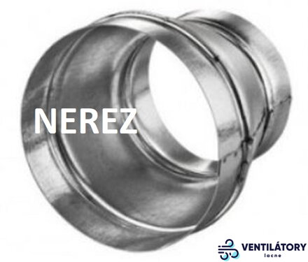 Nerezová redukcia RN Ø125/Ø150 mm - Matný nerezový plech, Rozmery D1 147 mm a D2 122 mm