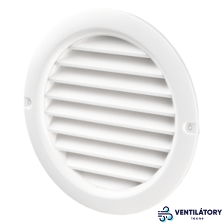 Plastová Vetracia Mriežka MV125 BVS - Biela, Ø125mm, Krycia plocha 160mm, ABS plast, So Sieťkou proti Hmyzu