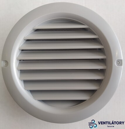 Plastová Vetracia Mriežka MV125 BVS Šedá s Sieťkou proti Hmyzu, Vnútorný Rozmer 125mm, Krycia Plocha 160mm z ABS Plastu