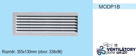 Plastová lineárna vetracia mriežka MODP1 Ľavá strana 355x130mm pre otvor 338x96mm, UV odolná
