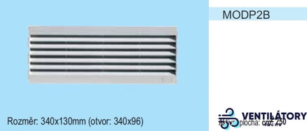 Plastová lineárna vetracia mriežka MODP2 bez sieťky, 340x130 mm, pre otvor 340x96 mm, UV odolná
