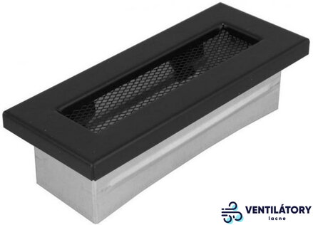 Čierna krbová mriežka 150x50 mm s montážnym rámikom - Oceľová
