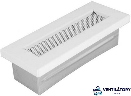 Krbová mriežka biela 150x50 mm z ocele pre teplovzdušné rozvody