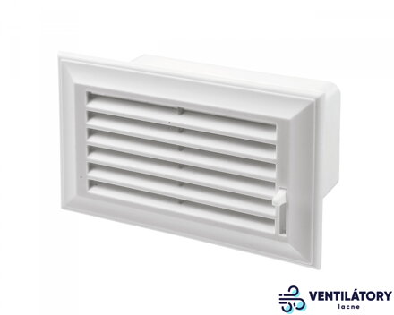 Zatvárateľná vetracia mriežka pre ploché potrubie 60x204mm s krycou plochou 93x232mm, biely plast