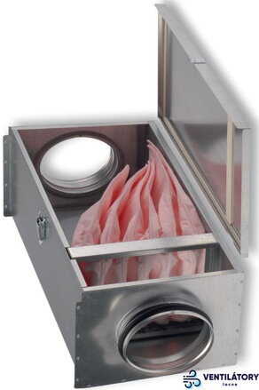 FLF-B 355 Vzduchotechnický Vrecový Filter F7 pre Kruhový Kanál, Galvanizovaná Oceľ