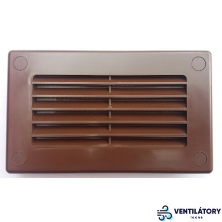 Ukončovacia vetracia mriežka 55x110mm HNEDÁ s UV odolným ABS plastom a sieťkou proti hmyzu, krycia plocha 140x85mm