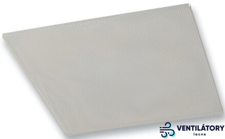 Biely perforovaný kovový stropný anemostat PS-PP 595 x 595mm, RAL 9016, 45% voľný prierez