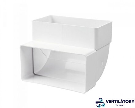 Plastové koleno KP120-25, 90° pre hranaté potrubie 60x120mm, biele
