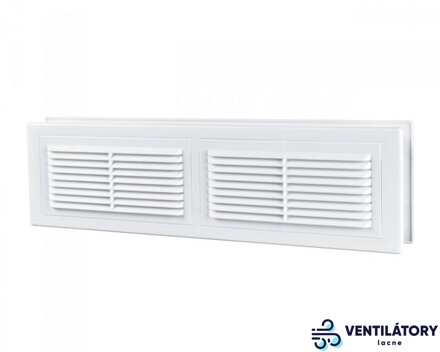 Obojstranná plastová vetracia mriežka MV380/2 do dverí, biela, 86x358 mm, bez sieťky proti hmyzu