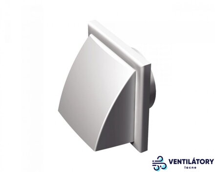 Plastová vetracia mriežka na fasádu s prírubou a spätnou klapkou 154x154mm/100mm - ABS plast, UV odolná