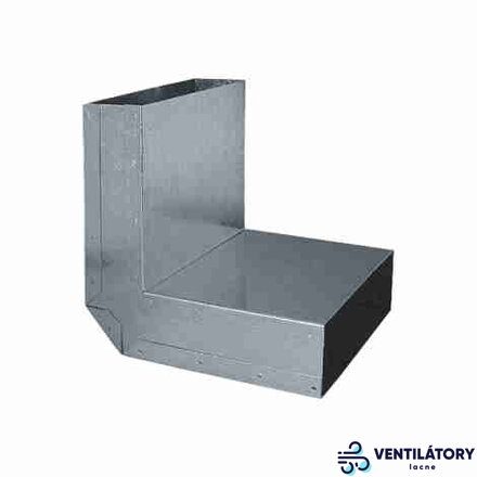 Koleno 90° pre kanál 200x90mm z pozinkovaného plechu – pre stena/strop, hrúbka 0,5mm
