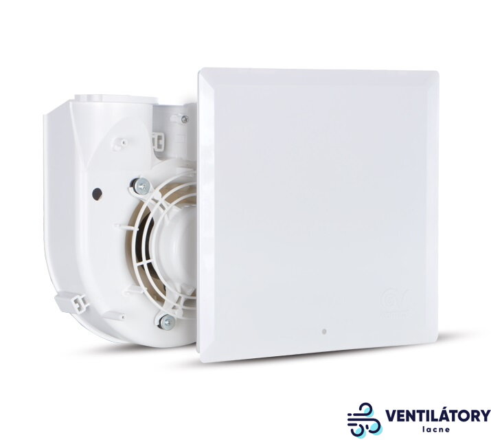 Radiálny ventilátor Vortice QE 60 LL TP HCS s časovým spínačom a vlhkostným senzorom, prietok 60m3/h, tlak 343Pa