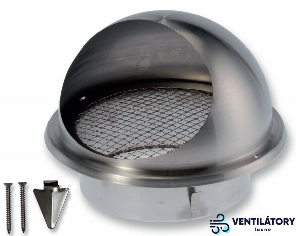 Nerezová vetracia mriežka BLR-E-RL s protidažďovým krytom, priemer 160mm, prietok 220m³/h