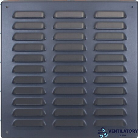 Kovová vetracia mriežka 260x260 mm Antracit RAL 7016 s protidažďovou žalúziou a sieťkou proti hmyzu Kovová vetracia mriežka 260x260 mm Antracit RAL 7016 s protidažďovou žalúziou a sieťkou proti hmyzu