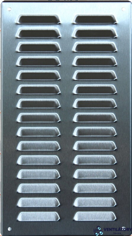 Nerezová vetracia mriežka MV-N 190x340mm - brúsený nerez, AISI 304, s vysekávanou protidažďovou žalúziou Nerezová vetracia mriežka MV-N 190x340mm - brúsený nerez, AISI 304, s vysekávanou protidažďovou žalúziou