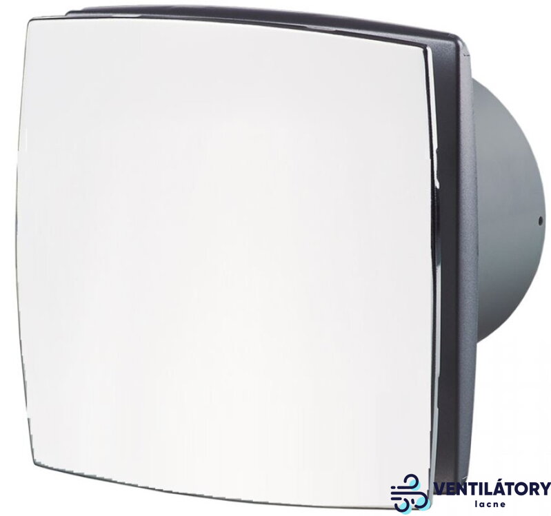 VENTS 100LDTL Ventilátor s časovým dobehom a gulôčkovým ložiskom, chrómový predný panel, Ø100mm, výkon 88m³/h