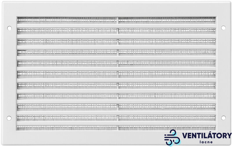 Plastová Biela Vetracia Mriežka PAR3823B so Sieťkou - ABS Materiál, Rozmery 380x230mm