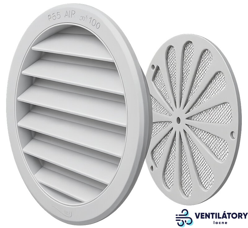 Plastová Vetracia Mriežka T 10BD s Manuálnym Zatváraním, Bez Sieťky, La Ventilazione, Vnútorný Rozmer 97mm, Krycia Plocha 120mm, Biela