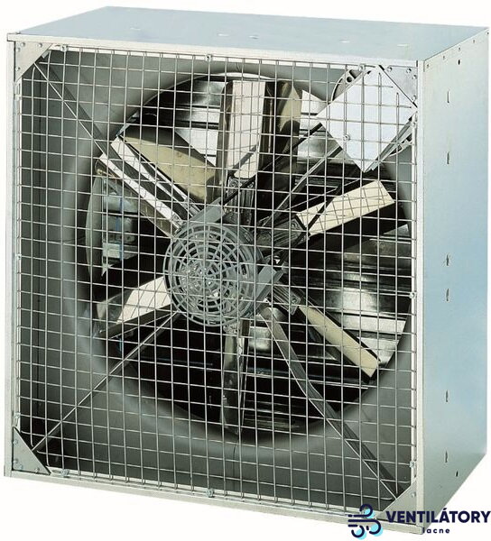 Priemyselný axiálny ventilátor ELICENT DYNAIR ZOO 63RS 0,37 kW s automatickou žaluziou, výkon 10 000 m3/h, 400V, IP54, AISI 304