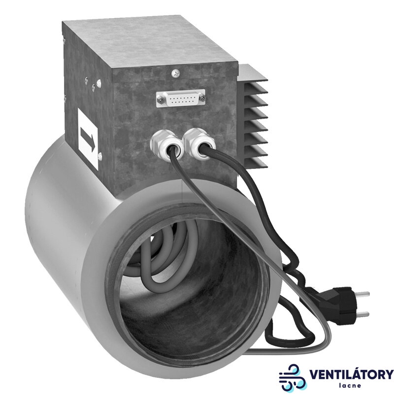 Potrubný Doohrev VENTS NKD 160-1,2 kW s Riadiacou Jednotkou A21, Priemer 160mm, 230V