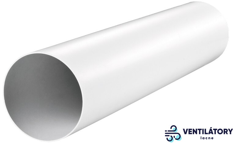 Plastové vzduchotechnické potrubie Ø 100mm, dĺžka 2,5m, biele PVC, teplotný rozsah -30°C až +70°C
