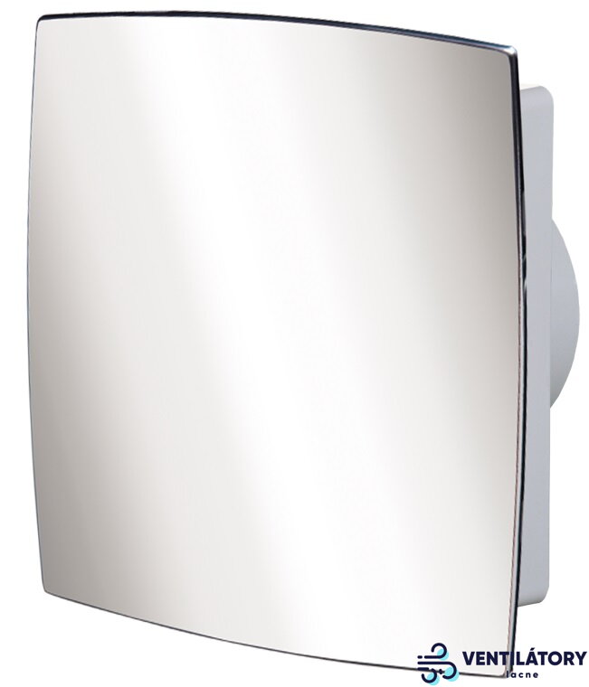 VENTS 100LD AUTO TH Chróm lesk Ventilátor s Ø 100mm, Automatická Žaluzia, Časový Dohľad, Vlhkostný Senzor