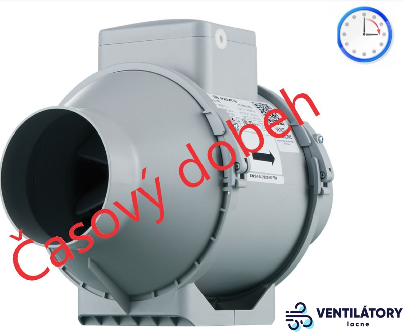 Axiálne odsávacie ventilátory VENTS TT 100T PRO - 100mm priemer, dvojrýchlostný, 180-245m3/h, 230V s časovým dobehom