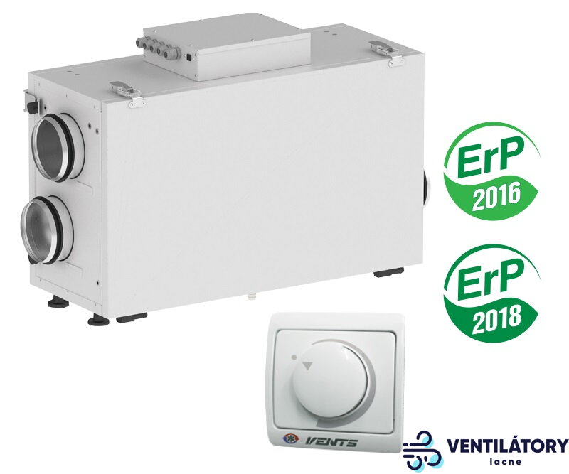 Rekuperačná jednotka VENTS VUT 300 H2 MINI EC A2 s prietokom 300 m³/h, EC motor a polystyrénový výmenník tepla