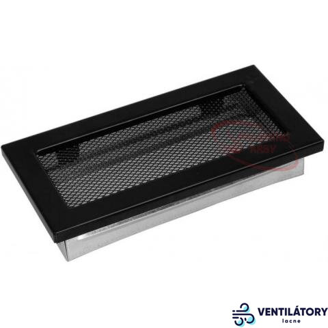 Koncová krbová mriežka z ocele 200x90mm čierna s montážnym rámikom