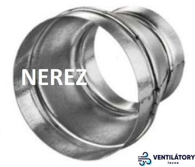 Nerezová redukcia RN Ø125/Ø150 mm - Matný nerezový plech, Rozmery D1 147 mm a D2 122 mm