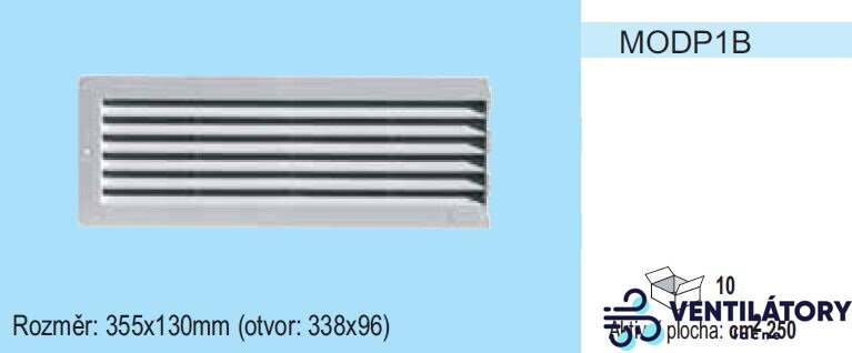 Plastová lineárna vetracia mriežka MODP1 Ľavá strana 355x130mm pre otvor 338x96mm, UV odolná