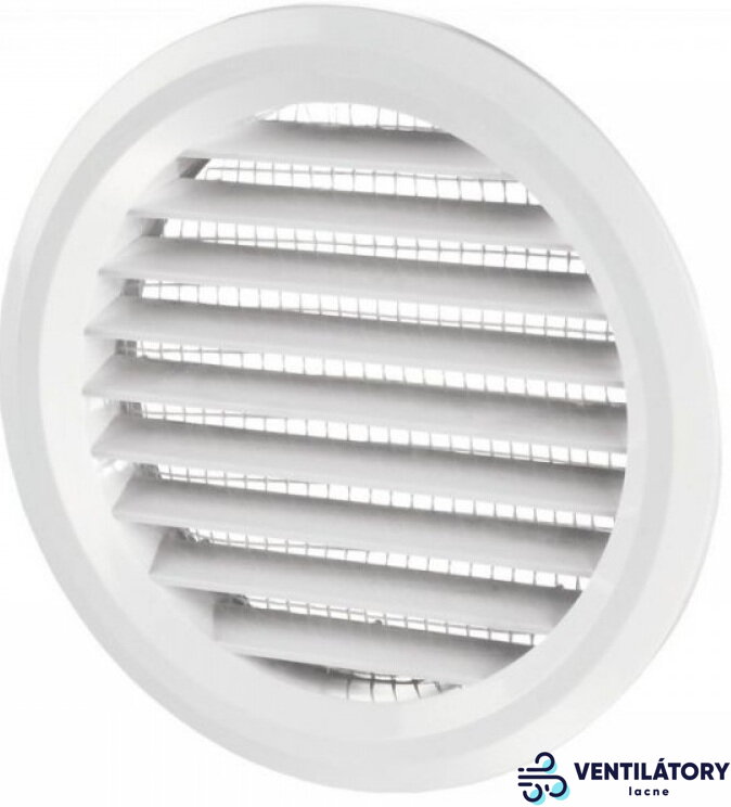 Plastová vetracia mriežka MV80BVS, biela, so sieťkou proti hmyzu, 80mm, ABS plast Plastová vetracia mriežka MV80BVS, biela, so sieťkou proti hmyzu, 80mm, ABS plast