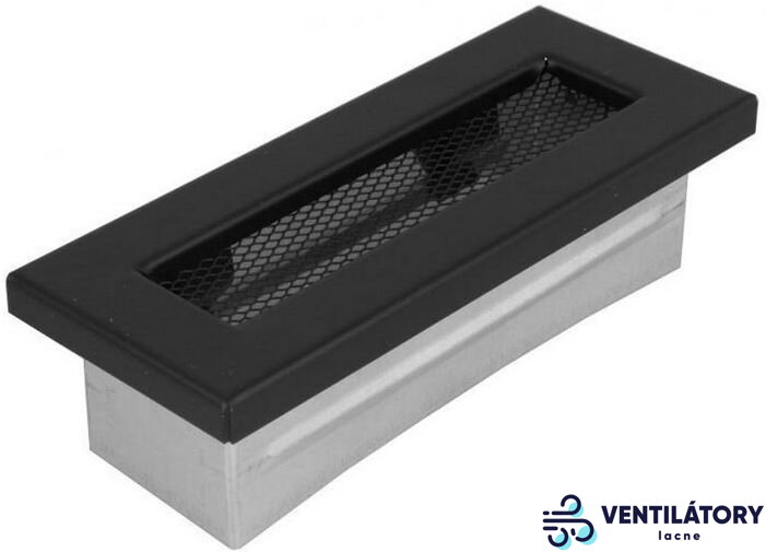 Čierna krbová mriežka 150x50 mm s montážnym rámikom - Oceľová