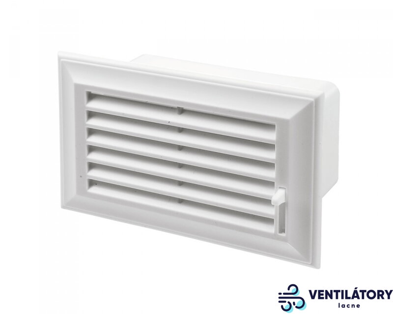 Zatvárateľná vetracia mriežka pre ploché potrubie 60x204mm s krycou plochou 93x232mm, biely plast Zatvárateľná vetracia mriežka pre ploché potrubie 60x204mm s krycou plochou 93x232mm, biely plast